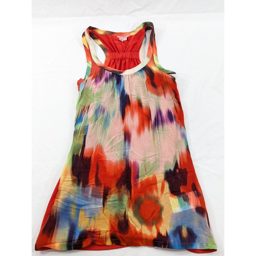 Ted‎ Baker London Amaran in Paint Swatch Colorful Sleeveless Floral Shirt Sz 1